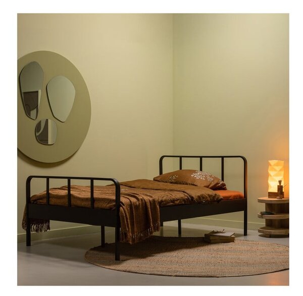 Letto singolo in metallo nero con griglia 120x200 cm Mees - WOOOD