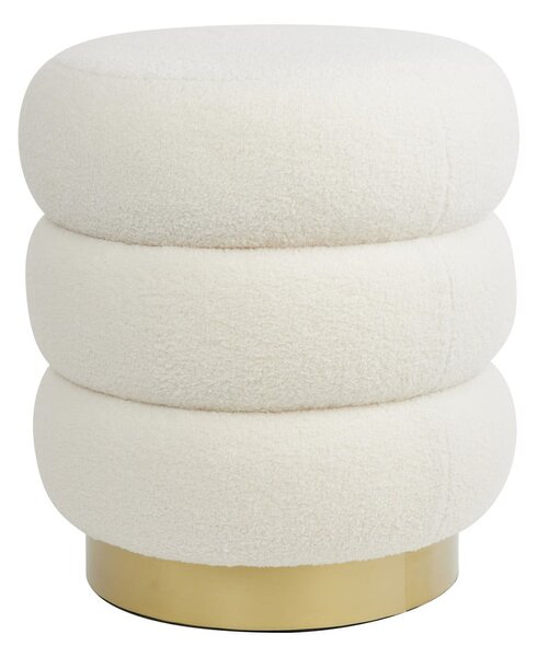 Sgabello in tessuto bouclé bianco Kimi - Light & Living