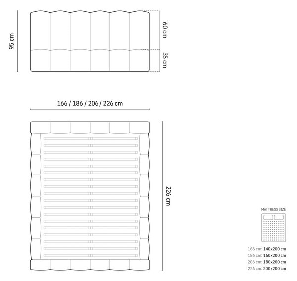 Letto matrimoniale imbottito rosa con contenitore con rete inclusa 160x200 cm Lupine – Micadoni