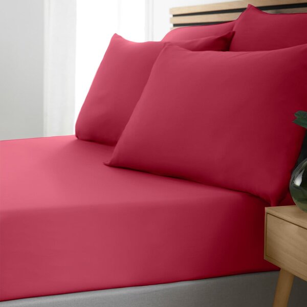 Lenzuolo con angoli rosa scuro in microfibra 185x200 cm So Soft Easy Iron – Catherine Lansfield