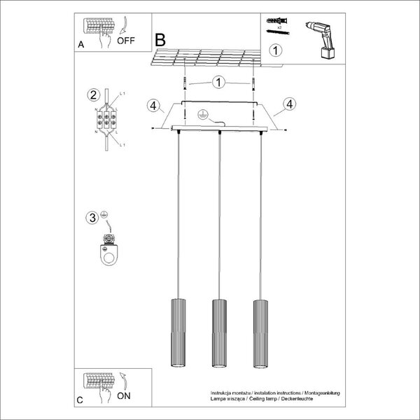 Lampadario dorato Gleam – Sollux