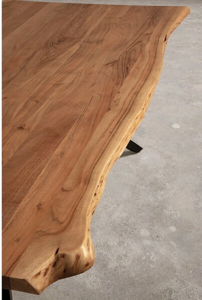 Tavolo da pranzo con piano in acacia di colore naturale 100x200 cm Mudri - Marckeric