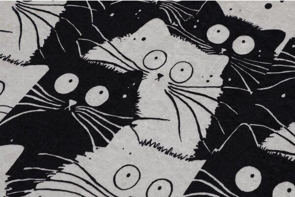 Set di tappetini per il bagno neri/grigi 2 pz 60x100 cm White Cats – Foutastic