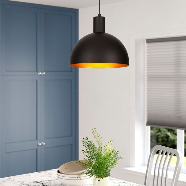 Lampadario nero/dorato con paralume in metallo ø 30 cm Bakh – Opviq lights