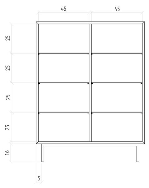 Vetrina in legno di quercia di colore naturale 97x125 cm Abies - The Beds