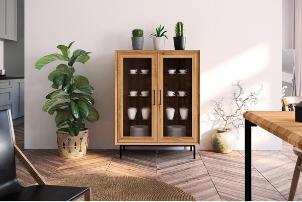 Vetrina in legno di quercia di colore naturale 97x125 cm Abies - The Beds