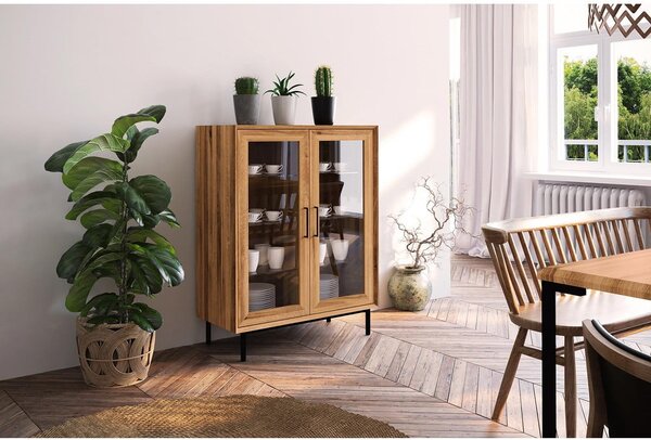 Vetrina in legno di quercia di colore naturale 97x125 cm Abies - The Beds