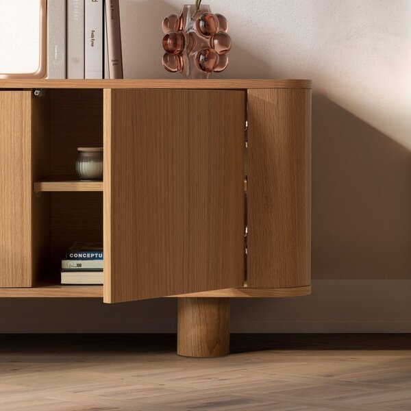 Mobile TV di colore naturale con effetto rovere 180x50,5x40 cm Padoc – MOME