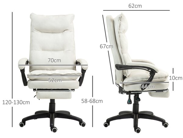 Vinsetto Sedia da ufficio massaggiante, ergonomica, girevole e regolabile, bianco crema | Aosom Italy