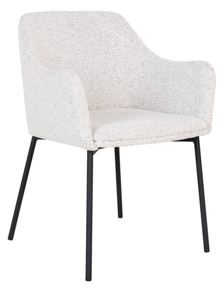 Sedia da pranzo bianca in imbottito con braccioli Melilla – House Nordic