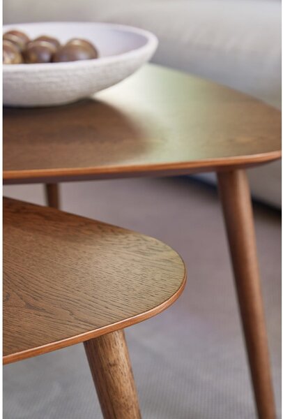 Tavolini marroni in rovere decorato in set di 2 70x100 cm Adda - Unique Furniture