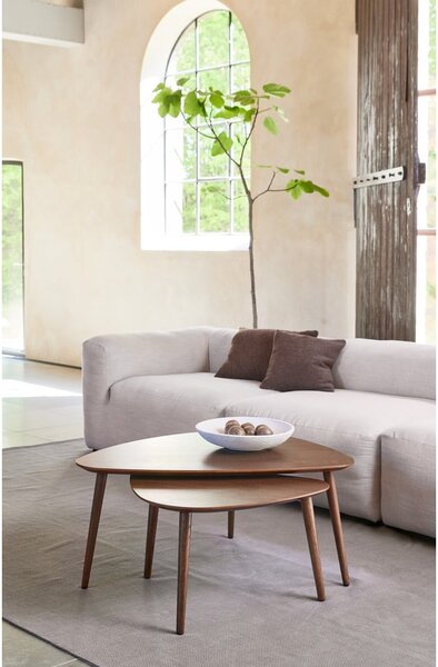 Tavolini marroni in rovere decorato in set di 2 70x100 cm Adda - Unique Furniture