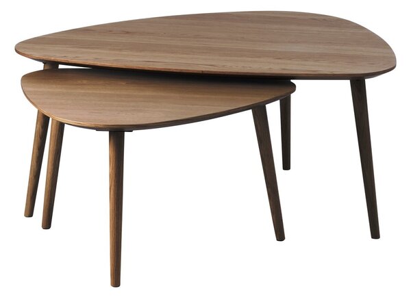 Tavolini marroni in rovere decorato in set di 2 70x100 cm Adda - Unique Furniture