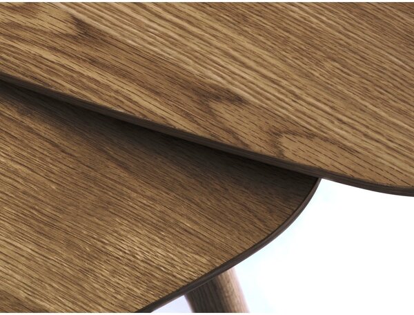 Tavolini marroni in rovere decorato in set di 2 70x100 cm Adda - Unique Furniture