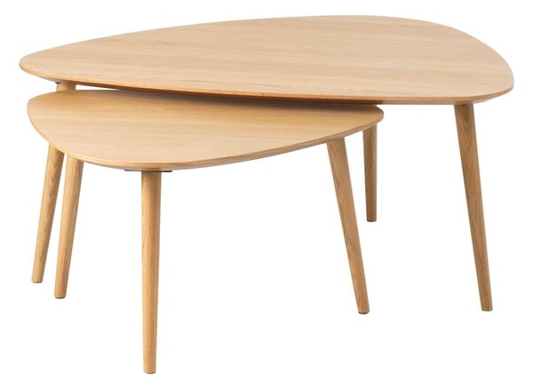 Tavolini in rovere decorato in colore naturale in set di 2 pezzi 70x100 cm Adda - Unique Furniture