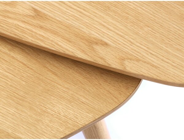 Tavolini in rovere decorato in colore naturale in set di 2 pezzi 70x100 cm Adda - Unique Furniture