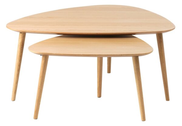 Tavolini in rovere decorato in colore naturale in set di 2 pezzi 70x100 cm Adda - Unique Furniture