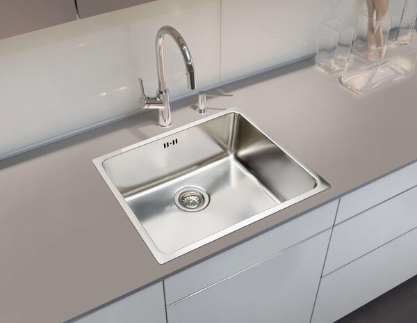 Lavello da cucina, con un solo vano, in acciaio inossidabile satinato