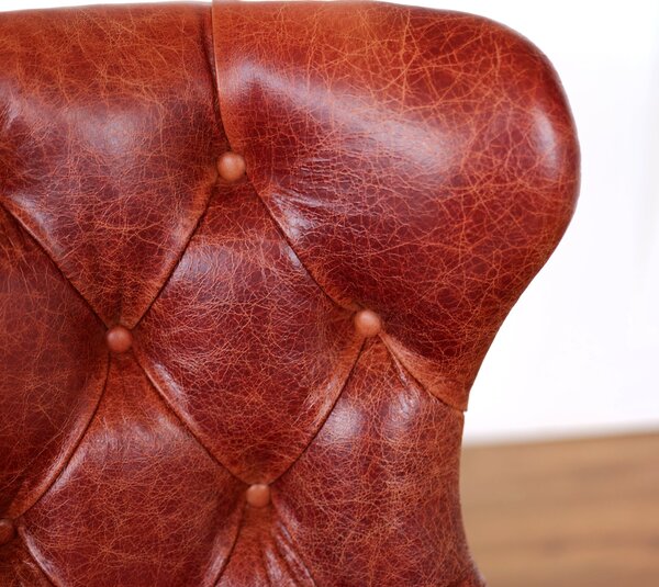 Sedia Cosmo in Pelle Primo Fiore Premium - Struttura Legno Massello - Design Iconico