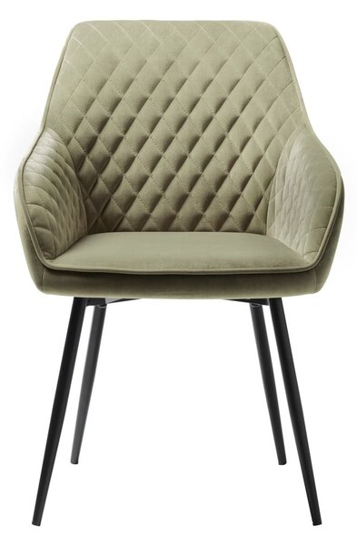 Sedia da pranzo color kaki in imbottito con braccioli Milton – Unique Furniture