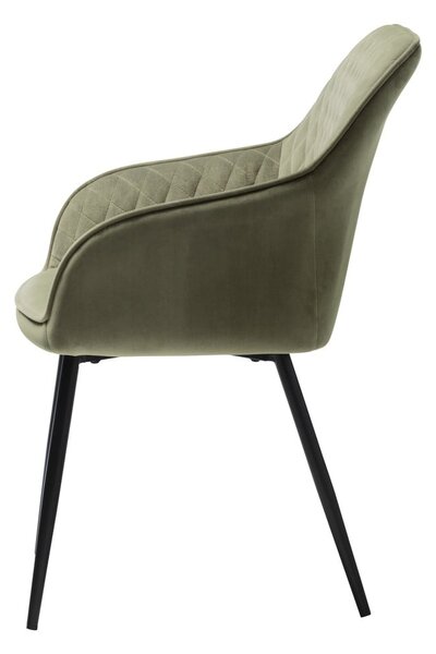 Sedia da pranzo color kaki in imbottito con braccioli Milton – Unique Furniture