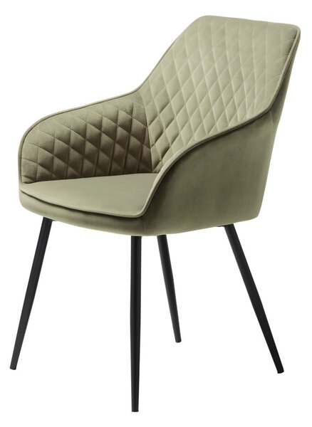 Sedia da pranzo color kaki in imbottito con braccioli Milton – Unique Furniture