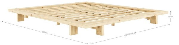 Letto matrimoniale nero in legno di pino con griglia 180x200 cm Japan - Karup Design