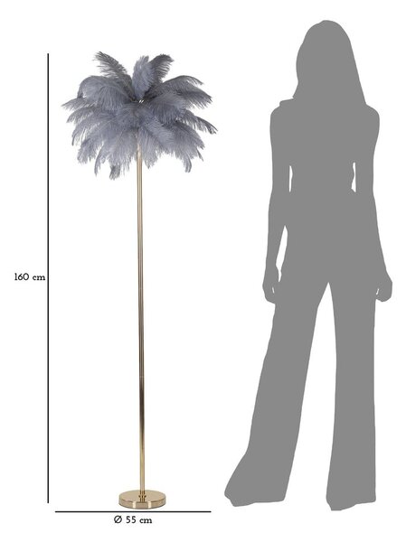 Lampada da terra grigia-oro (altezza 160 cm) Palm - Mauro Ferretti