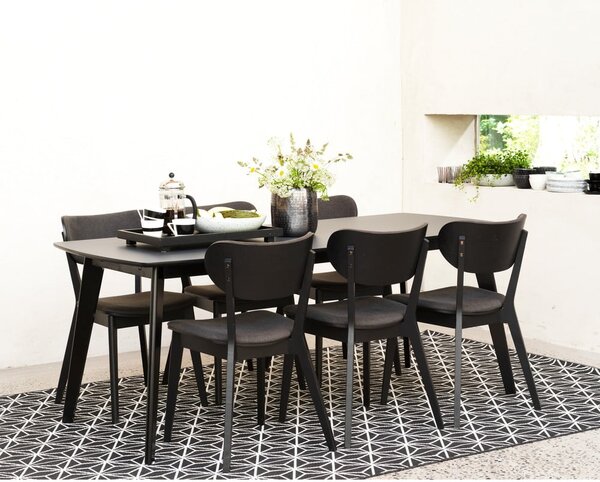 Sedia da pranzo in rovere nero con seduta grigio scuro Cato - Rowico