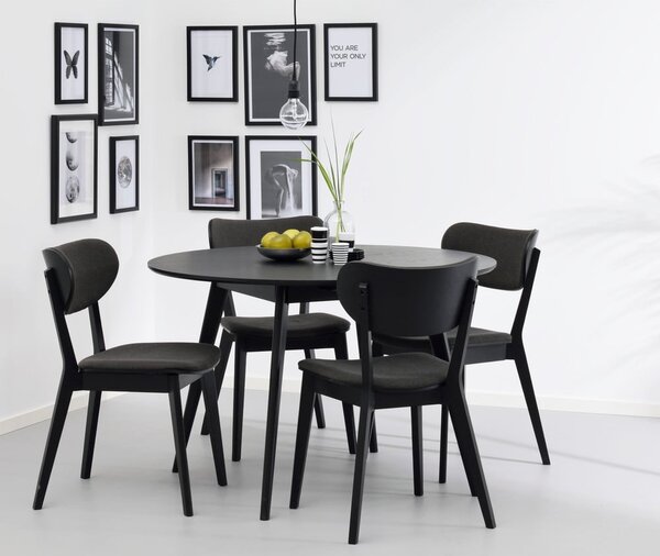 Sedia da pranzo in rovere nero con seduta grigio scuro Cato - Rowico