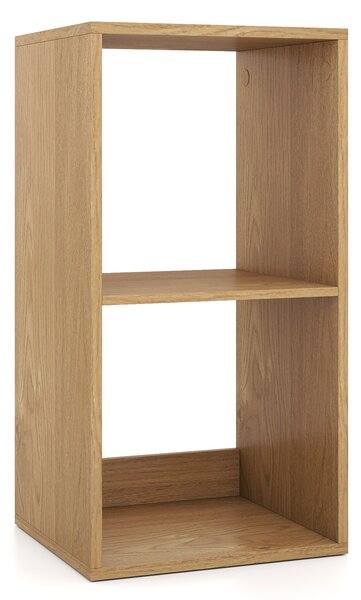 Costway Libreria a 2 livelli con retro aperto, Libreria autoportante per casa in stile moderno per soggiorno Naturale
