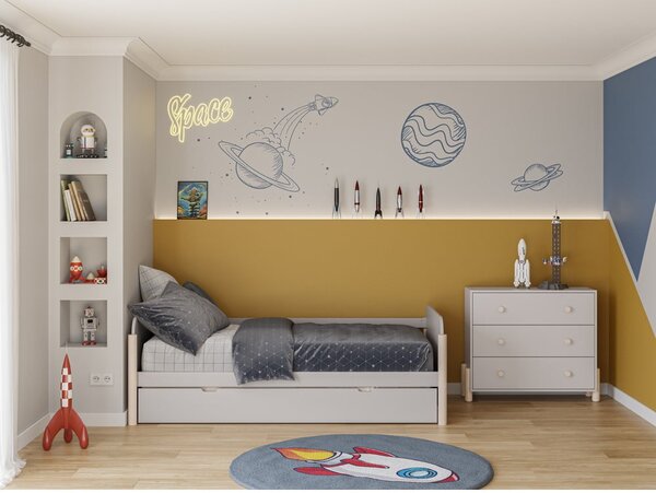 Letto per bambini in legno di pino crema con letto estraibile 90x190 cm Enola - Marckeric