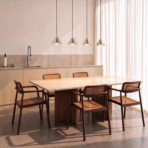 Lampada a sospensione Lucande, Rhodes, dimmerabile, Metallizzato, Soggiorno, Metallo, Moderno