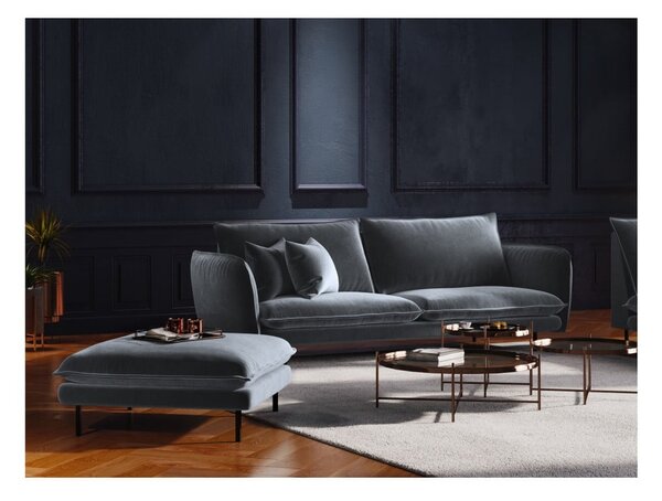 Pouf in velluto grigio, 100 x 80 cm Vienna - Cosmopolitan Design