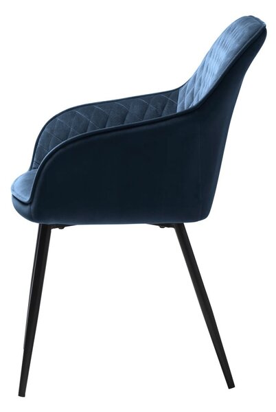 Sedia da pranzo blu in imbottito con braccioli Milton – Unique Furniture