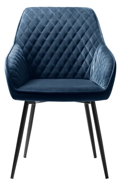 Sedia da pranzo blu in imbottito con braccioli Milton – Unique Furniture