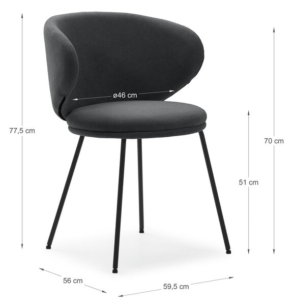 Set di sedie da pranzo grigio scuro in imbottito 2 pz Rush – Marckeric