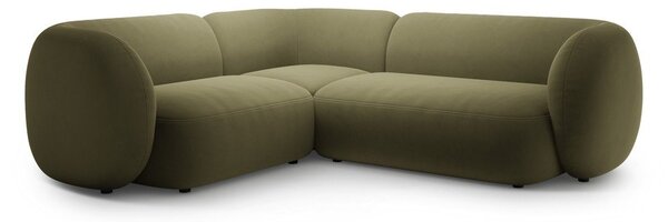 Divano angolare verde (con penisola a sinistra/a L) con rivestimento in velluto Kate – Micadoni