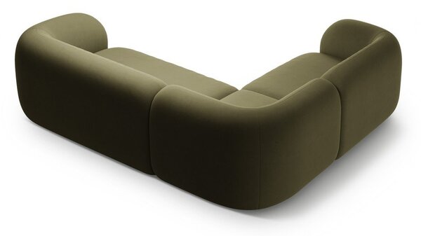 Divano angolare verde (con penisola a sinistra/a L) con rivestimento in velluto Kate – Micadoni