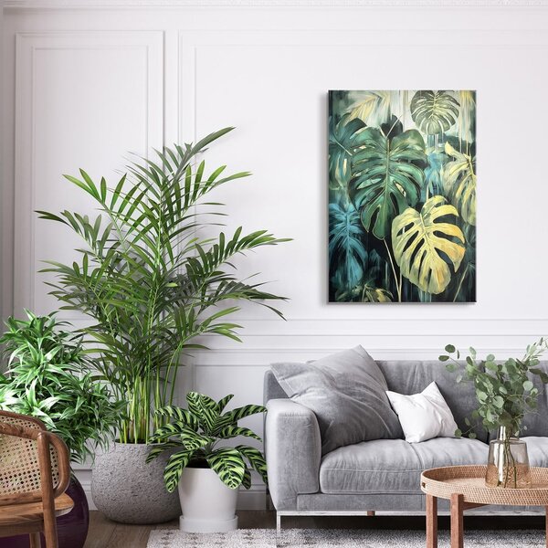 Quadro con elementi dipinti a mano 70x100 cm Monstera – Styler