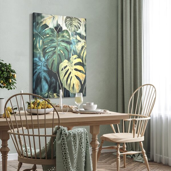 Quadro con elementi dipinti a mano 70x100 cm Monstera – Styler