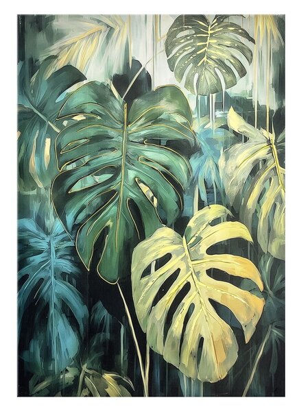 Quadro con elementi dipinti a mano 70x100 cm Monstera – Styler