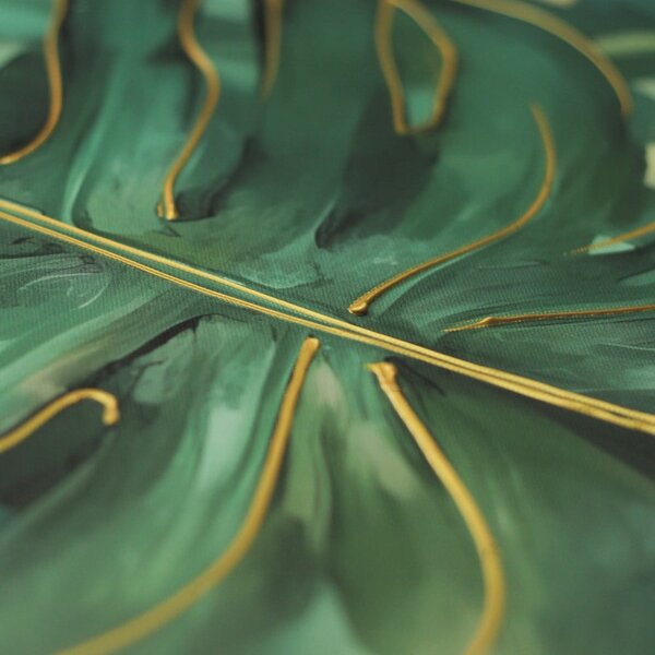 Quadro con elementi dipinti a mano 70x100 cm Monstera – Styler