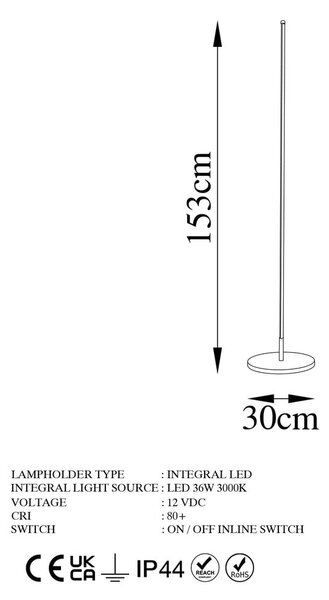 Lampada da terra LED dorata (altezza totale 153 cm) Sword – Opviq lights
