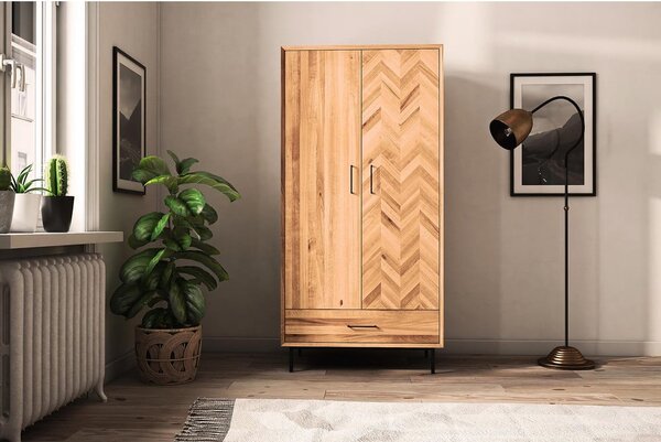 Armadio in legno di quercia di colore naturale 97x196 cm Abies - The Beds