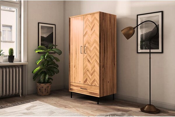 Armadio in legno di quercia di colore naturale 97x196 cm Abies - The Beds