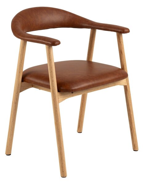 Sedia da pranzo marrone cognac/di colore naturale in similpelle Addi – Actona