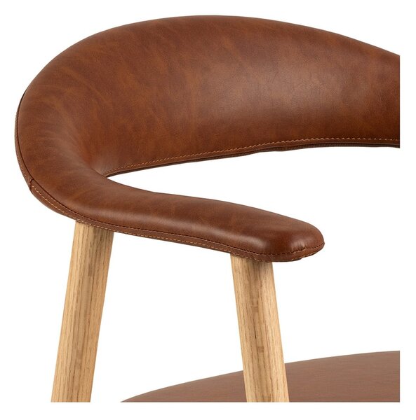 Sedia da pranzo marrone cognac/di colore naturale in similpelle Addi – Actona