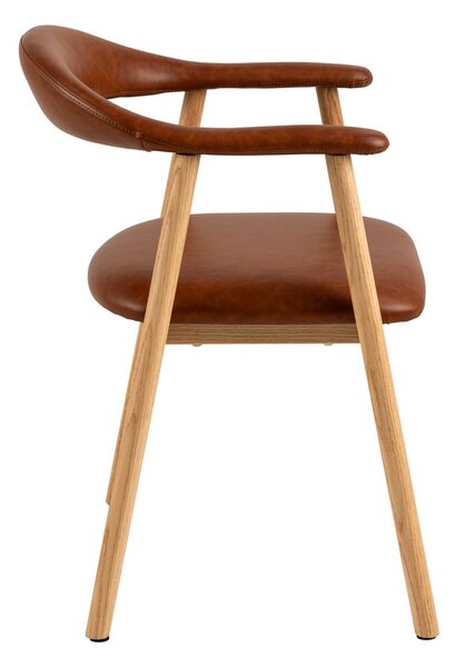 Sedia da pranzo marrone cognac/di colore naturale in similpelle Addi – Actona