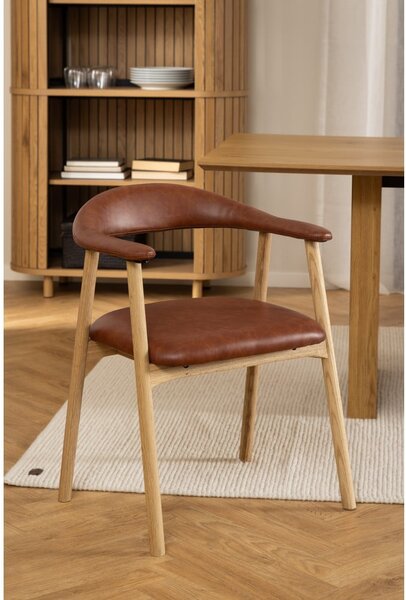Sedia da pranzo marrone cognac/di colore naturale in similpelle Addi – Actona